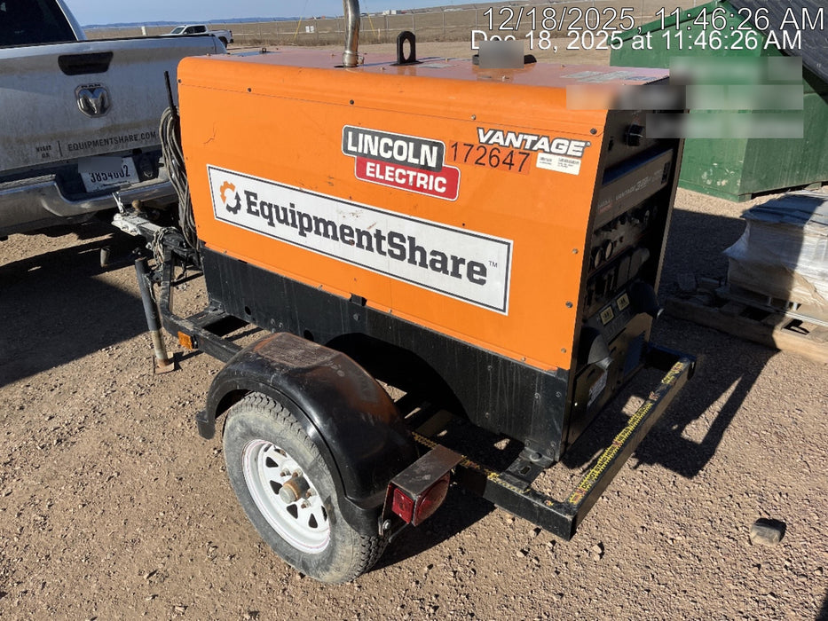 2021 Lincoln Electric Vantage 322 Vantage 322 Ready Pak 3 w/ Decals, ORANGE (includes trailer, cable rack, fender light kit) NO Telematics