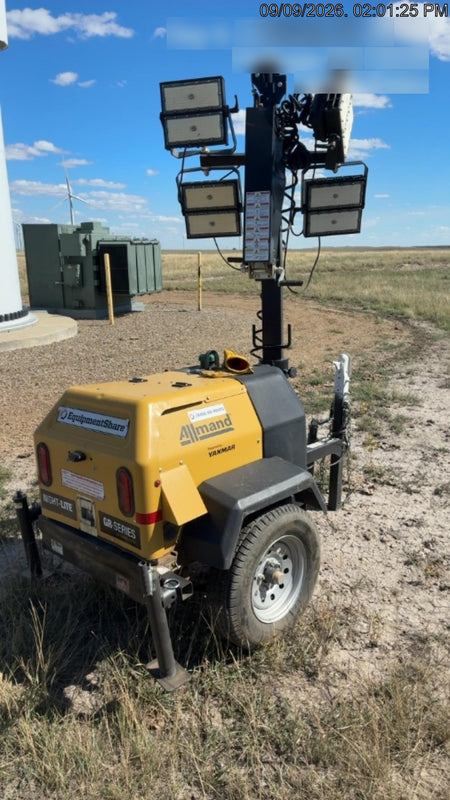 2022 Allmand NLV3GR (4) LED Light Fixture 350W, 23' Vertical Mast, 3kW Prime, Towable, ES Decals, T3
