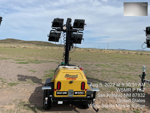 2022 Allmand NLV3GR (4) LED Light Fixture 350W, 23' Vertical Mast, 3kW Prime, Towable, ES Decals, T3