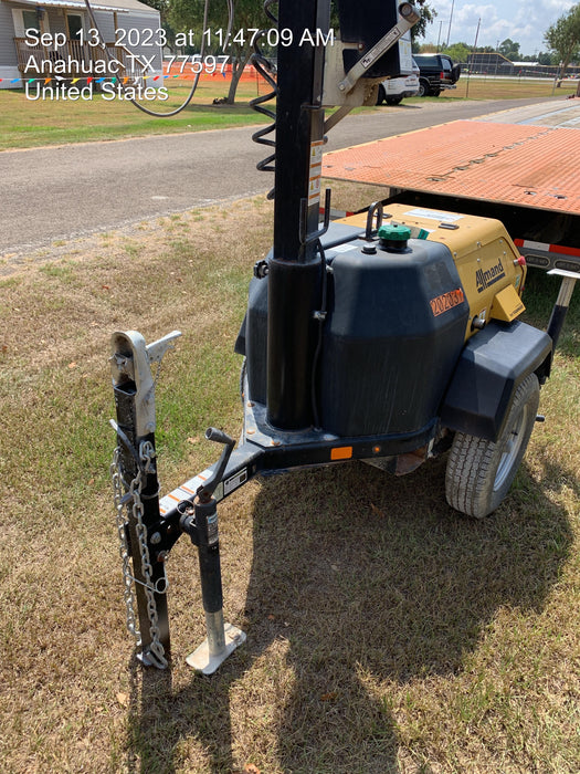 2022 Allmand NLV3GR (4) LED Light Fixture 350W, 23' Vertical Mast, 3kW Prime, Towable, Deep Sea L401, Leveling Jacks, Yanmar T4F 5.8hp