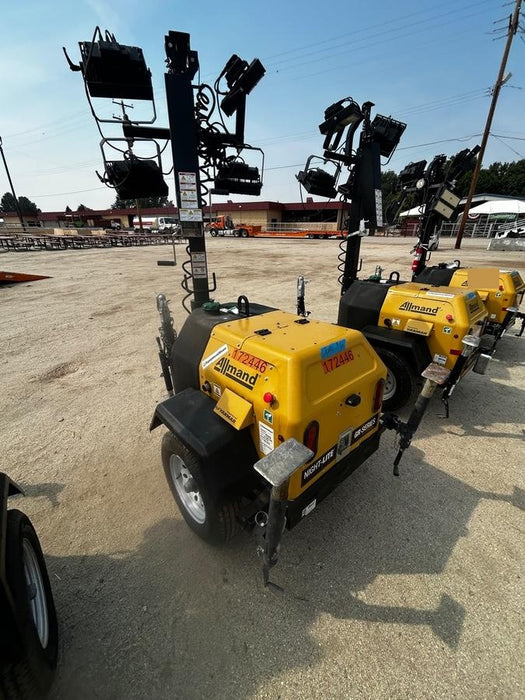 2021 Allmand NLV3GR (4) LED Light Fixture 350W, 23' Vertical Mast, 3kW Prime, Towable, Deep Sea L401, Leveling Jacks, Yanmar T4F 5.8hp