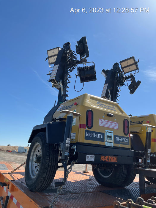 2022 Allmand NLV3GR (4) LED Light Fixture 350W, 23' Vertical Mast, 3kW Prime, Towable, ES Decals, T3