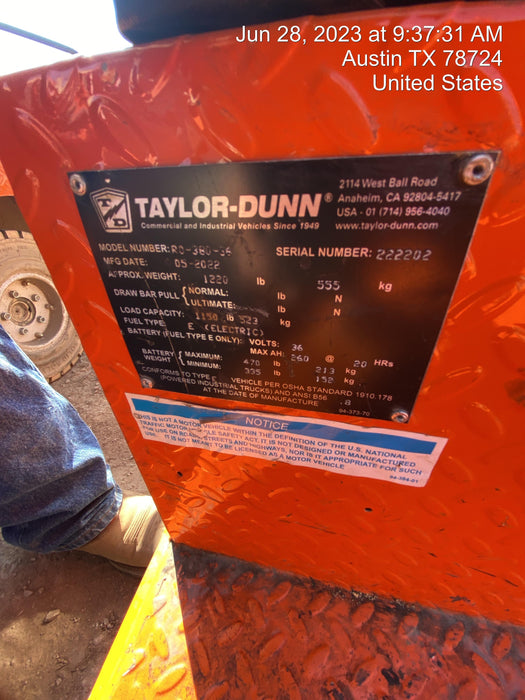 2022 TAYLOR DUNN R-380