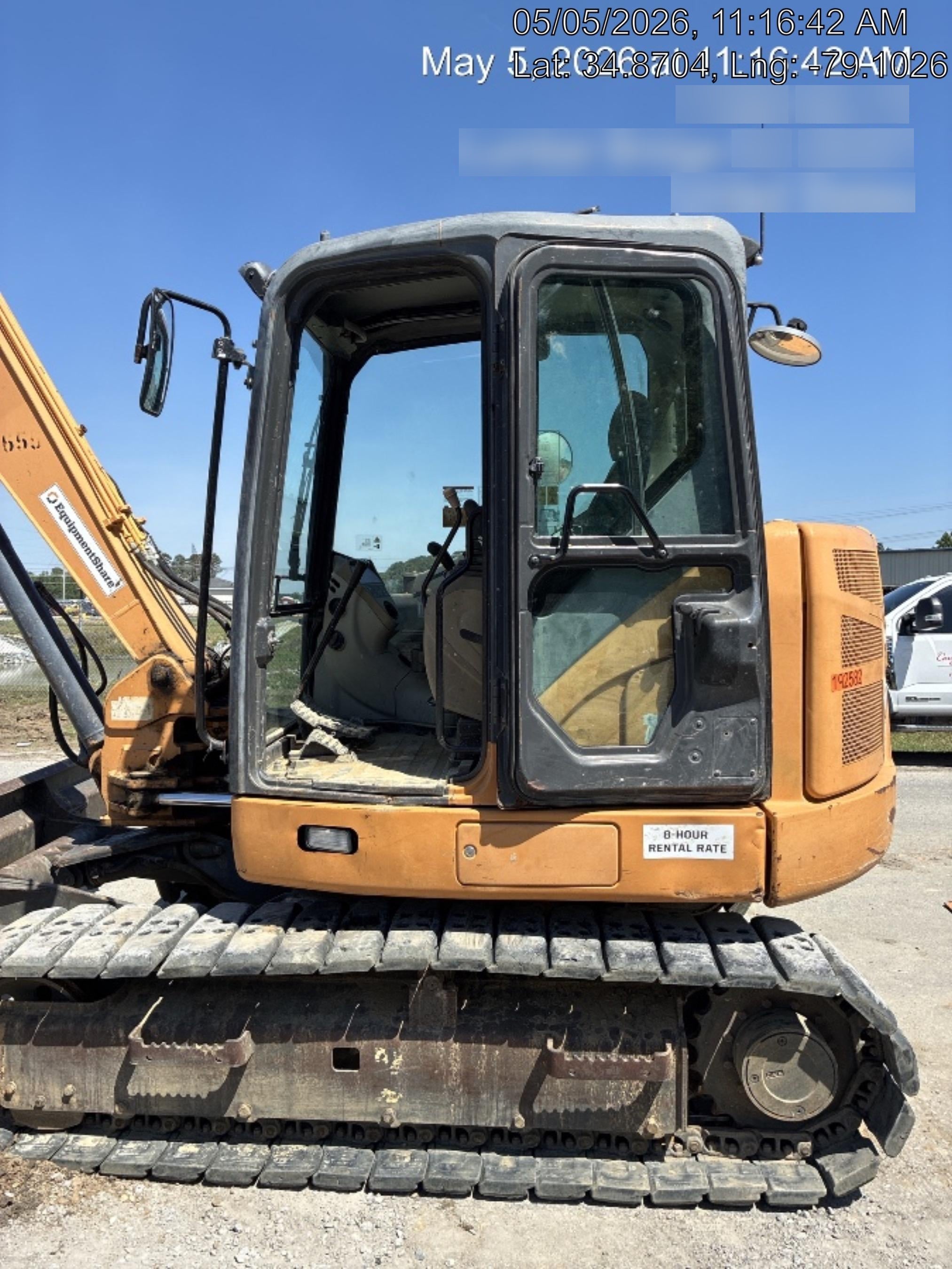 2015 Case CX80C CLOSED CAB, A/C, RUBBER TRACKS PADS, 7'-2" ARM