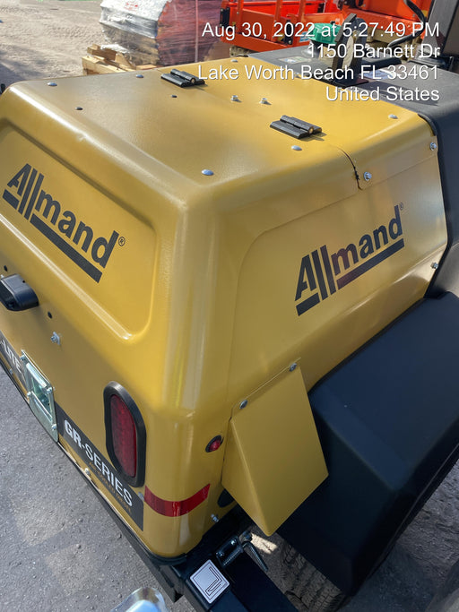 2022 Allmand NLV3GR (4) LED Light Fixture 350W, 23' Vertical Mast, 3kW Prime, Towable, Deep Sea L401, Leveling Jacks, Yanmar T4F 5.8hp