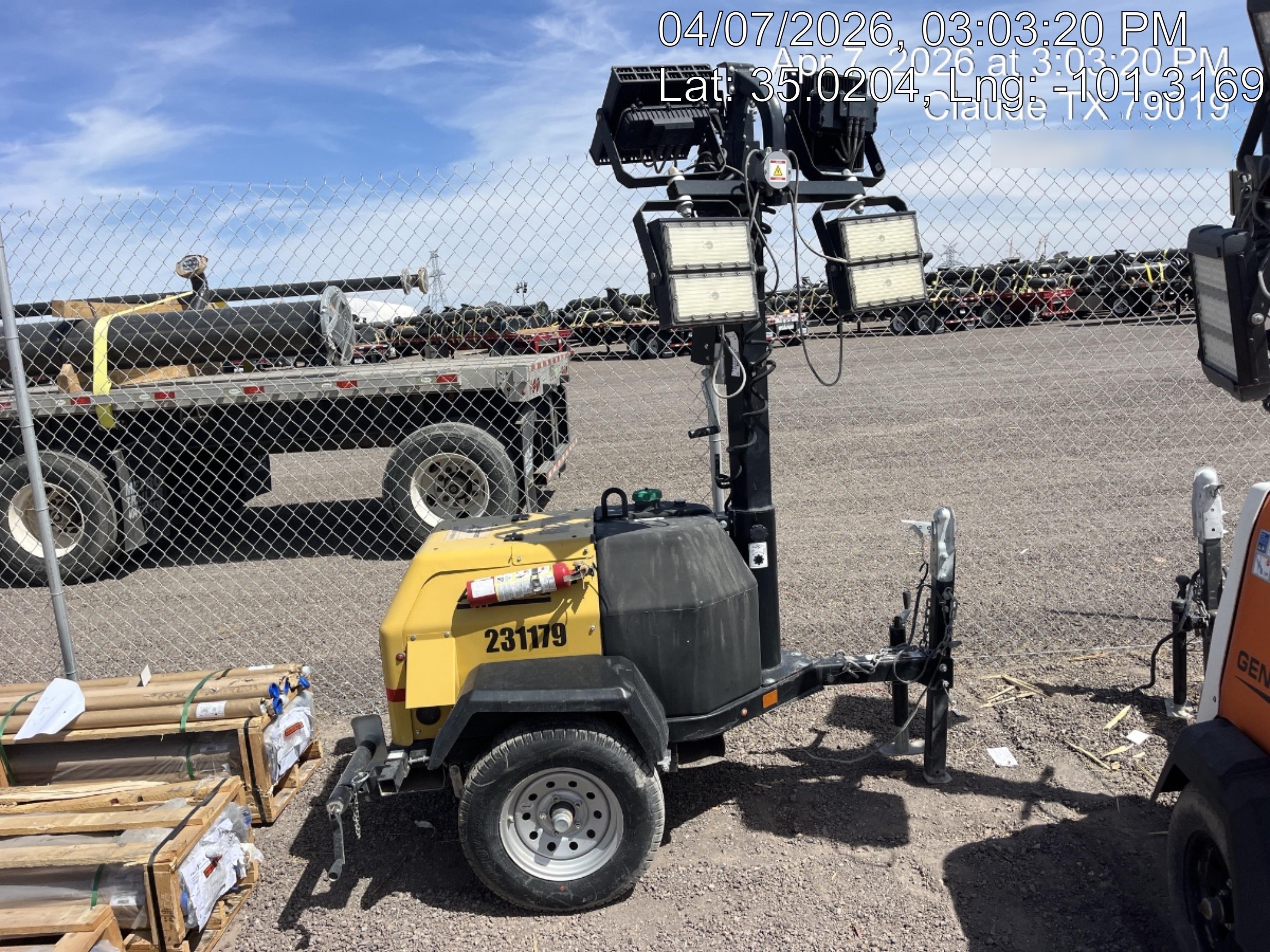 2022 Allmand NLV3GR (4) LED Light Fixture 350W, 23' Vertical Mast, 3kW Prime, Towable, Deep Sea L401, Leveling Jacks, Yanmar T4F 5.8hp