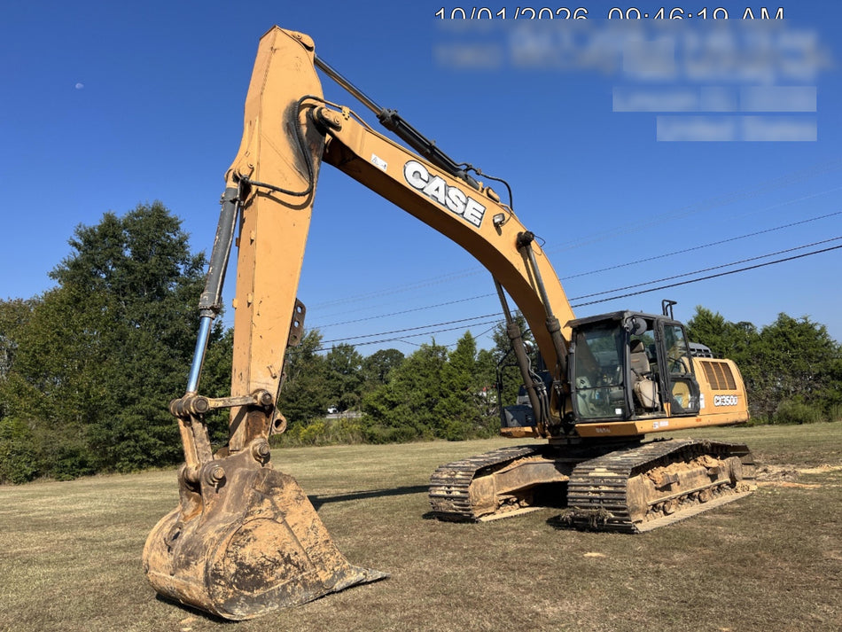 2015 Case CX350D CAB A/C, 13'-3" ARM, STEEL TRACKS, THUMB