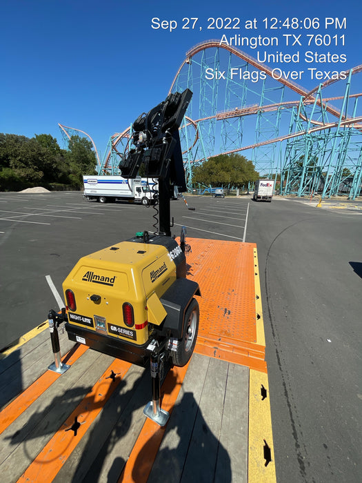 2022 Allmand NLV3GR (4) LED Light Fixture 350W, 23' Vertical Mast, 3kW Prime, Towable, ES Decals, T3