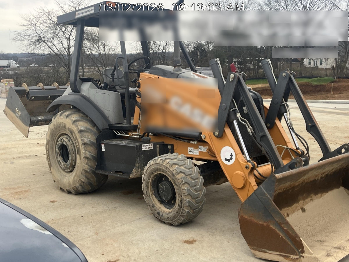 2019 Case 570N EP Canopy, 4WD, GP Front Bucket, Dual Tilt Cylinder, 84" Box Blade w/ Scarifier, Wheel Weights, Beacon