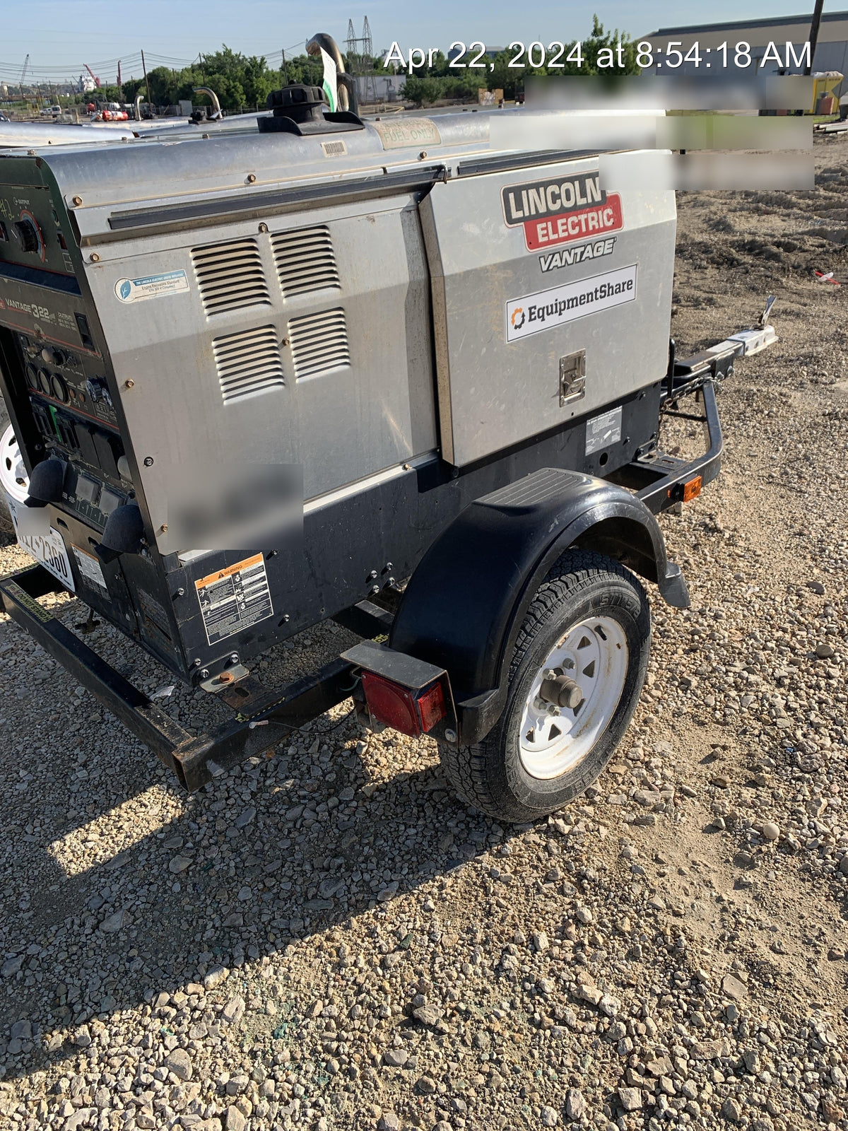 2018 Lincoln Electric Vantage 322 Lincoln Vantage 322 Welder Ready Pak 3 - Vantage 322, Trailer, Fender and light kit, Cable rack