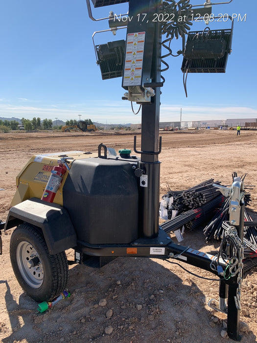 2022 Allmand NLV3GR (4) LED Light Fixture 350W, 23' Vertical Mast, 3kW Prime, Towable, ES Decals, T3