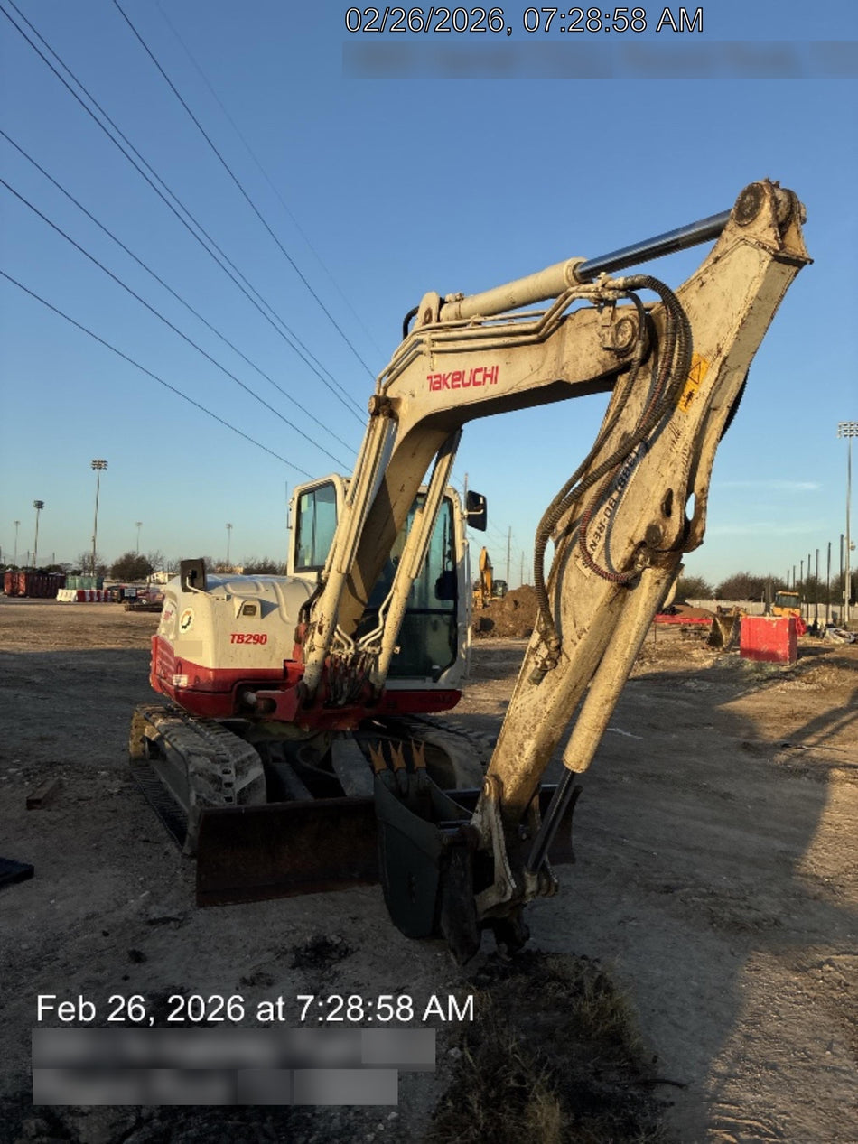 2019 Takeuchi TB290 Cab/Heat/AC Rubber tracks, Dozer blade, Travel alarm, Auxiliary hydraulics Manual QC, Hydraulic thumb, 18", 24", and 36" Buckets