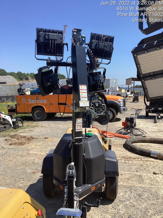 2022 Allmand NLV3GR (4) LED Light Fixture 350W, 23' Vertical Mast, 3kW Prime, Towable, Deep Sea L401, Leveling Jacks, Yanmar T4F 5.8hp