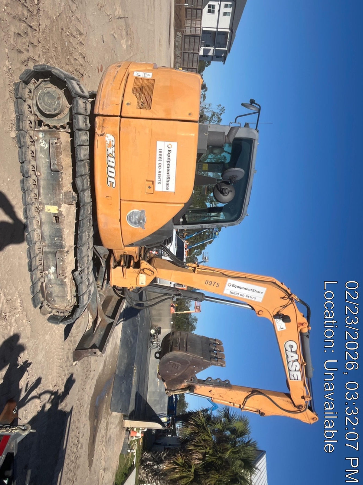 2015 Case CX80C CLOSED CAB, A/C, RUBBER TRACKS PADS, 7'-2" ARM