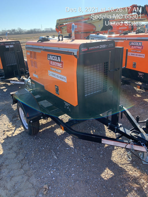 2021 Lincoln Electric Vantage 322 Vantage 322 Ready Pak 3 w/ Decals, ORANGE (includes trailer, cable rack, fender light kit) NO Telematics