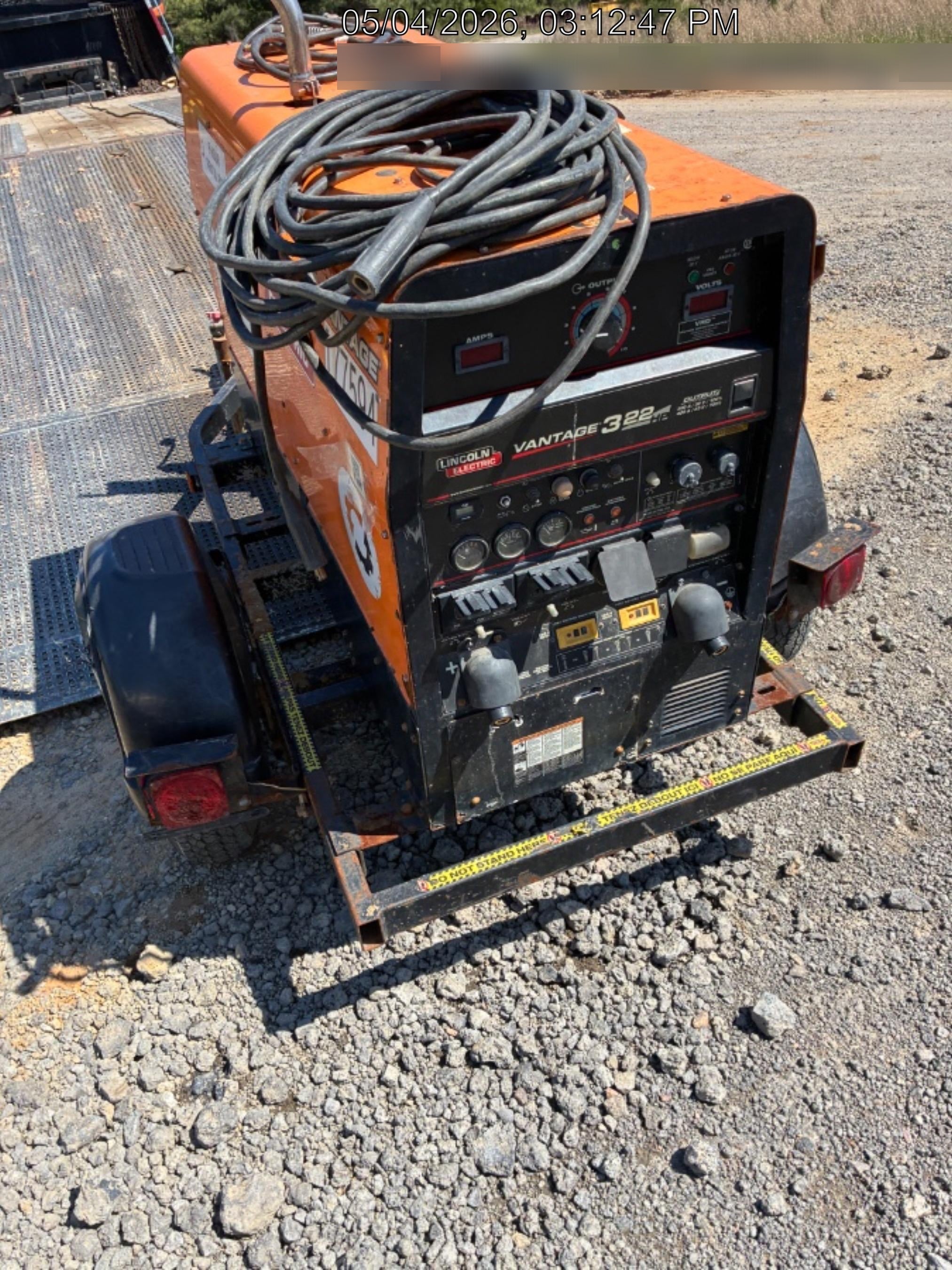 2021 Lincoln Electric Vantage 322 Vantage 322 Ready Pak 3 w/ Decals, ORANGE (includes trailer, cable rack, fender light kit) NO Telematics