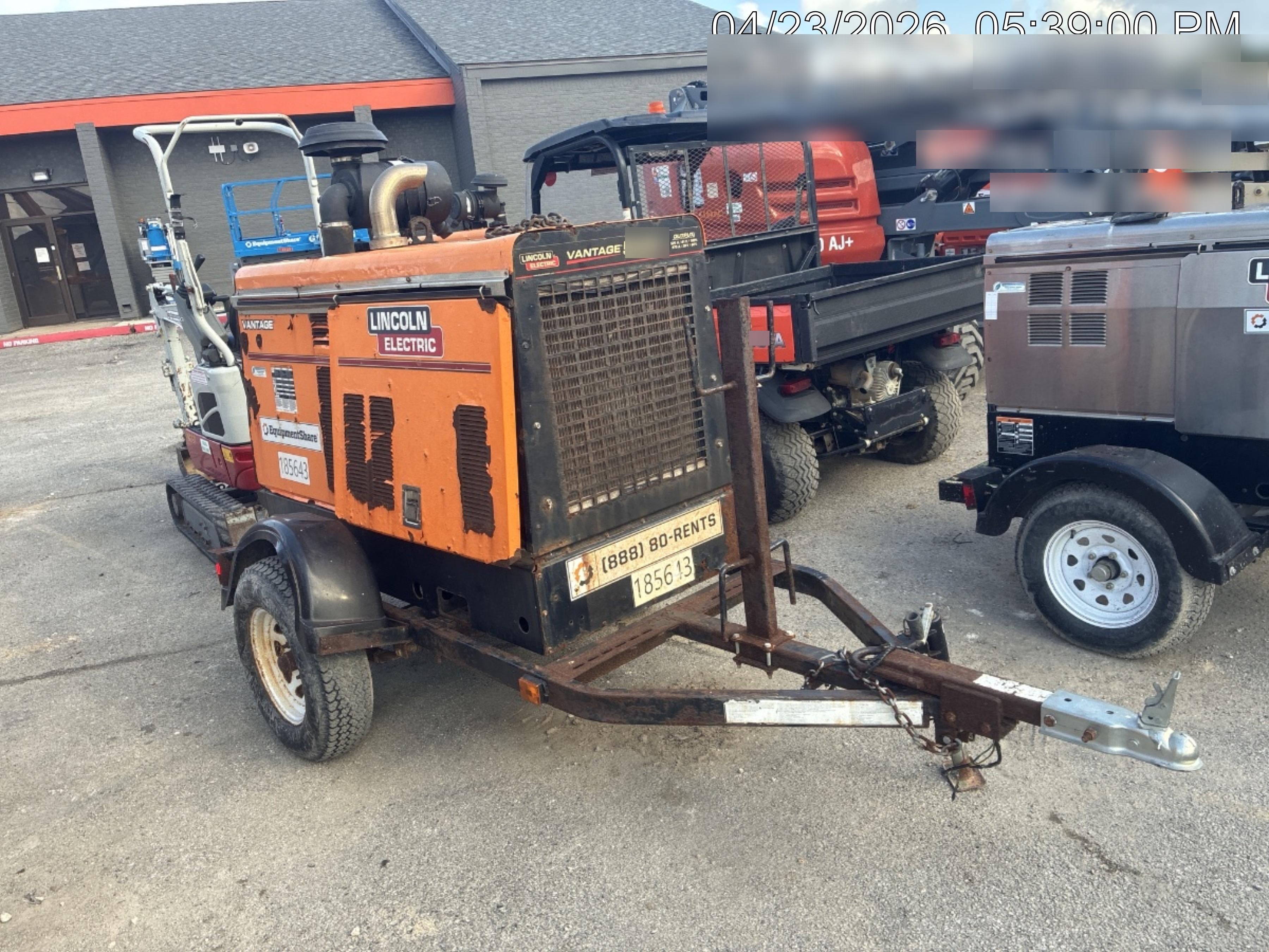2021 Lincoln Electric Vantage 549X Ready Pak 3, ORANGE (includes trailer, cable rack, fender light kit)
