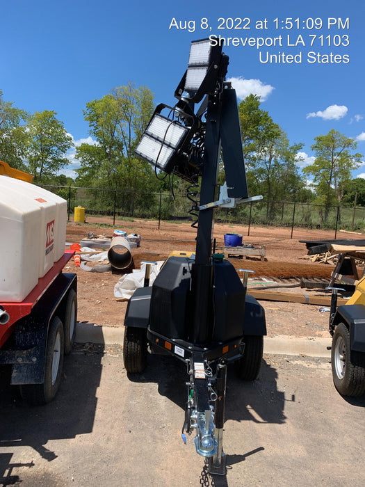 2022 Allmand NLV3GR (4) LED Light Fixture 350W, 23' Vertical Mast, 3kW Prime, Towable, Deep Sea L401, Leveling Jacks, Yanmar T4F 5.8hp