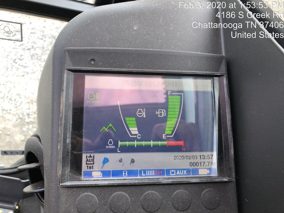 2019 Takeuchi TB290 Cab, AC, Rubber Tracks, Dozer Blade, Travel Alarm, Control Pattern Change Valve, Auxiliary Hydraulics w/18" Quick Coupler Bucket with teeth, 6.2 cu. ft. capacity/24" Quick Coupler Bucket with teeth, 8.6 cu. ft. capacity/36" Quick Coupler Bucket with teeth, 13.4 cu. ft. capacity, Quick Coupler, Hydraulic Thumb Installed