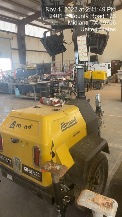 2022 Allmand NLV3GR (4) LED Light Fixture 350W, 23' Vertical Mast, 3kW Prime, Towable, ES Decals, T3