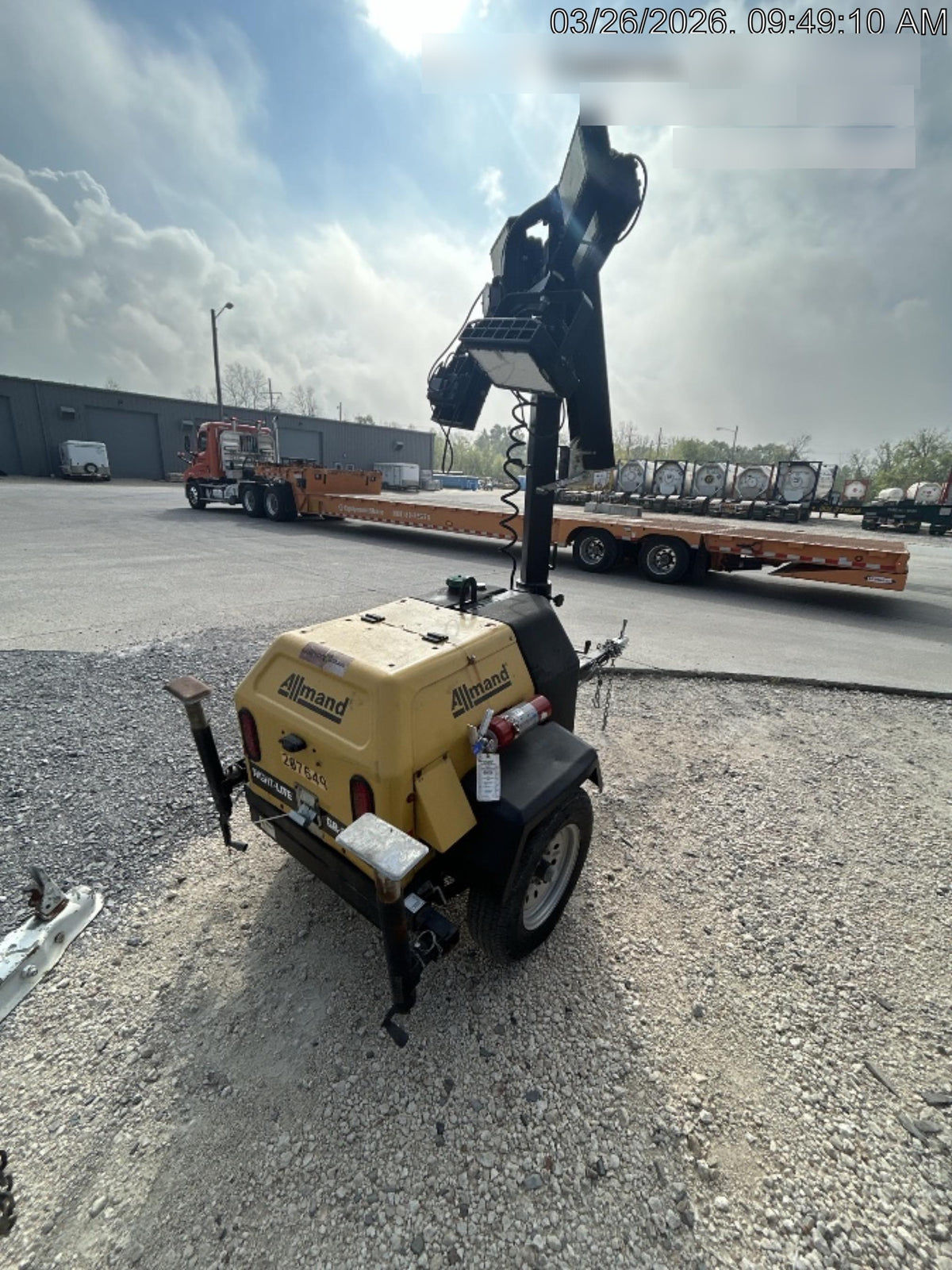 2022 Allmand NLV3GR (4) LED Light Fixture 350W, 23' Vertical Mast, 3kW Prime, Towable, Deep Sea L401, Leveling Jacks, Yanmar T4F 5.8hp