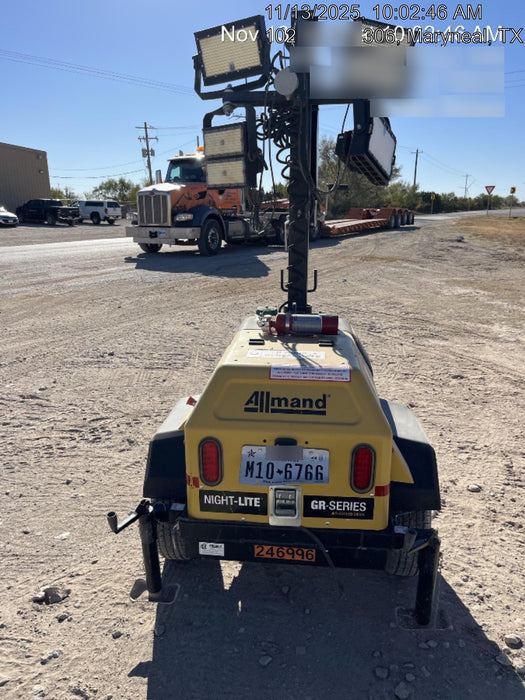 2022 Allmand NLV3GR (4) LED Light Fixture 350W, 23' Vertical Mast, 3kW Prime, Towable, ES Decals, T3