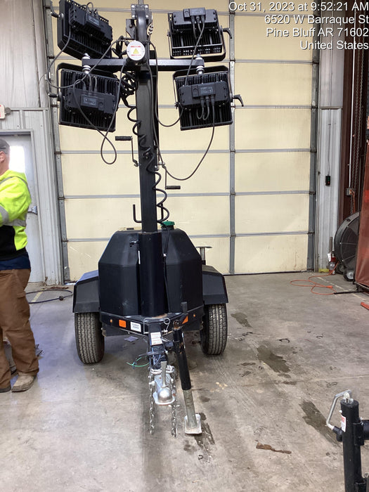 2022 Allmand NLV3GR (4) LED Light Fixture 350W, 23' Vertical Mast, 3kW Prime, Towable, Deep Sea L401, Leveling Jacks, Yanmar T4F 5.8hp