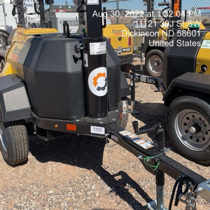 2022 Allmand NLV3GR (4) LED Light Fixture 350W, 23' Vertical Mast, 3kW Prime, Towable, ES Decals, T3