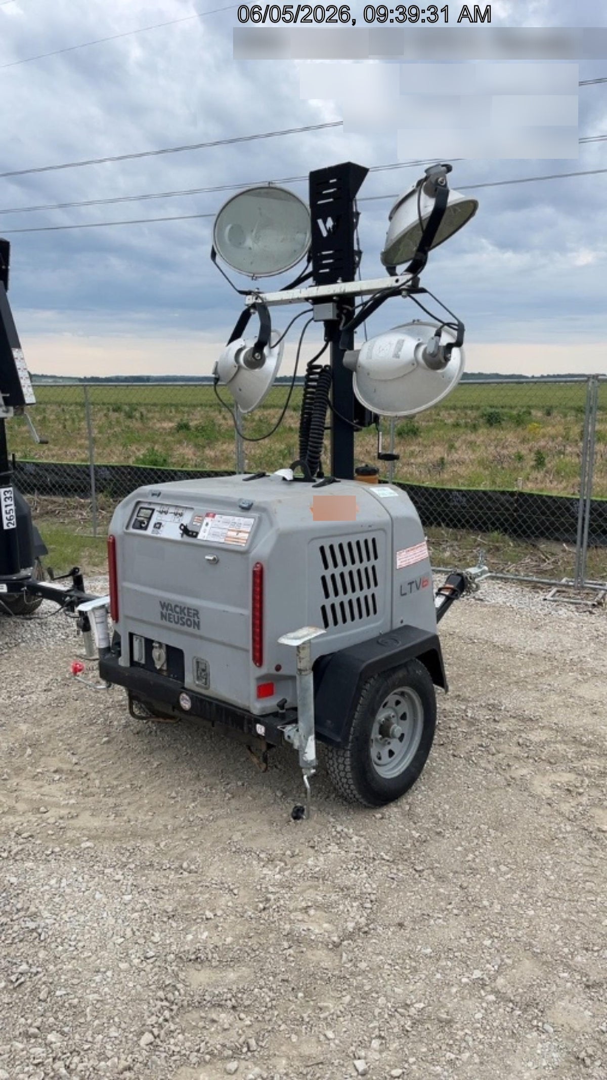 2019 Wacker Neuson LTV6L-MH Wacker Neuson LTV6L Mobile Light Tower w/Fuel Level Sensor Installed