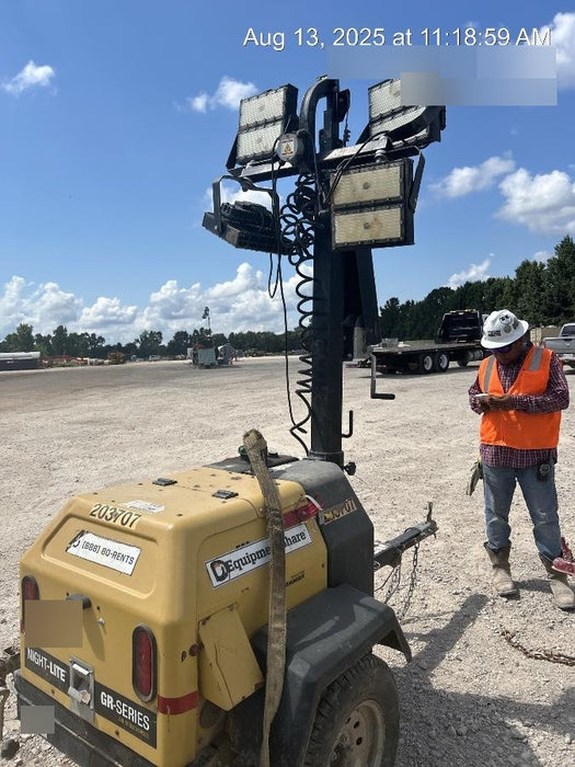 2022 Allmand NLV3GR (4) LED Light Fixture 350W, 23' Vertical Mast, 3kW Prime, Towable, Deep Sea L401, Leveling Jacks, Yanmar T4F 5.8hp