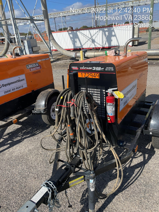 2021 Lincoln Electric Vantage 322 Vantage 322 Ready Pak 3 w/ Decals, ORANGE (includes trailer, cable rack, fender light kit) NO Telematics