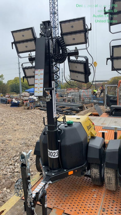 2022 Allmand NLV3GR (4) LED Light Fixture 350W, 23' Vertical Mast, 3kW Prime, Towable, ES Decals, T3