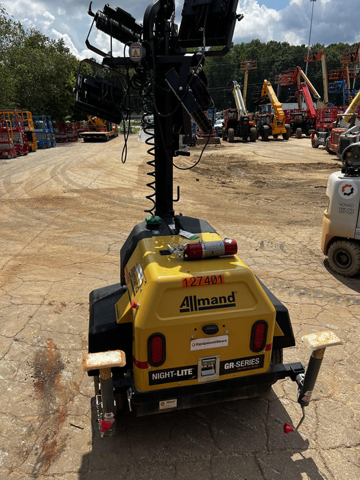 2021 Allmand NLV3GR (4) LED Light Fixture 350W, 23' Vertical Mast, 3kW Prime, Towable, Deep Sea L401, Leveling Jacks, Yanmar T4F 5.8hp