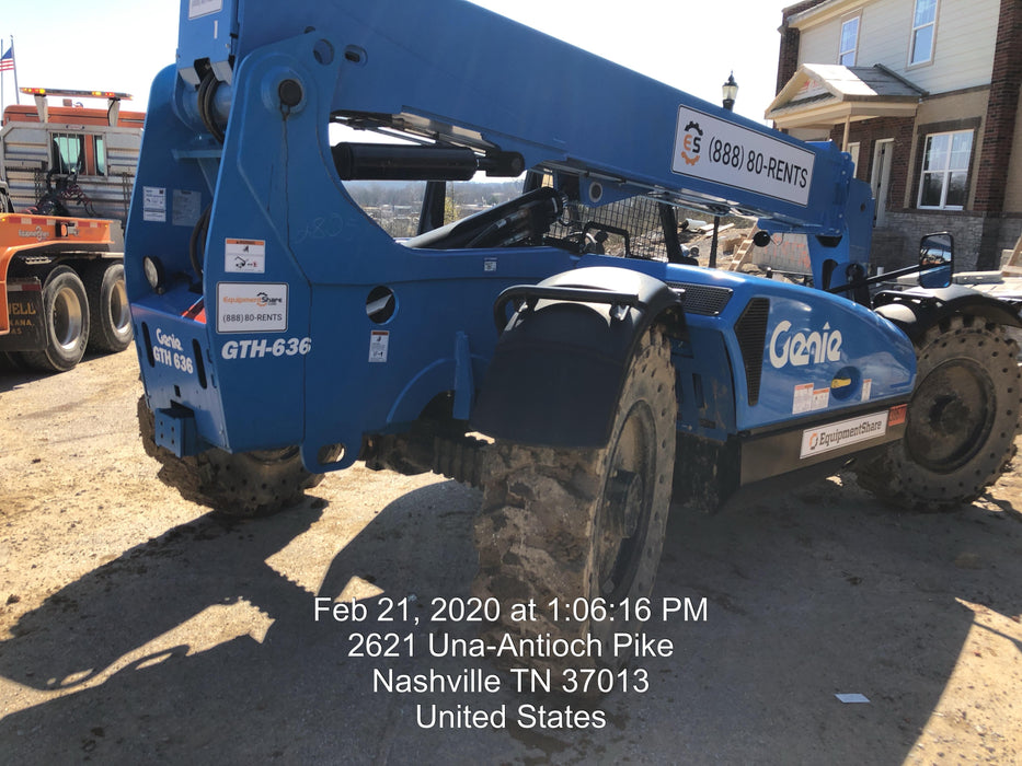2019 Genie GTH-636 Canopy, Solid RT Tires, LED Work Lights, Beacon 60" QA Carriage, 48" Forks