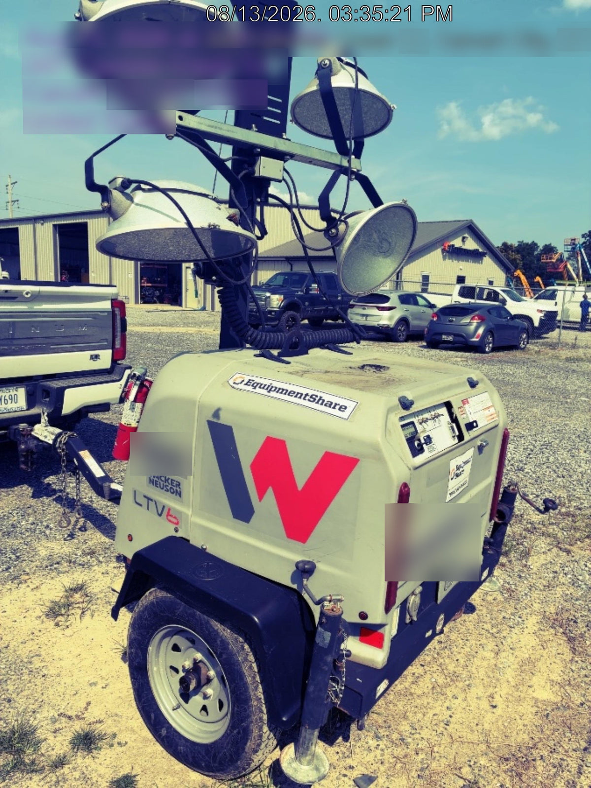 2019 Wacker Neuson LTV6L-MH Mobile Light Tower w/Fuel Level Sensor Installed