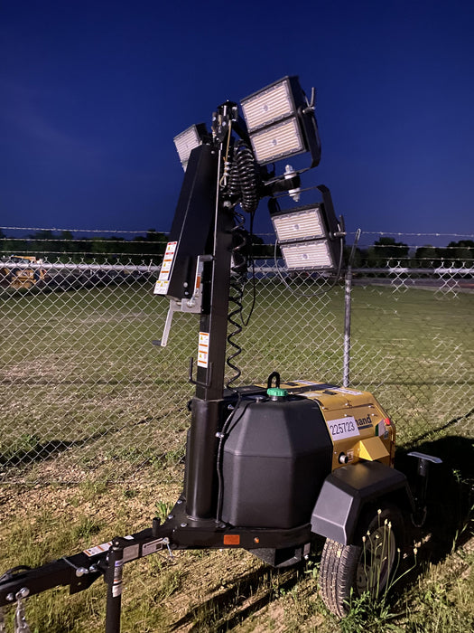 2022 Allmand NLV3GR (4) LED Light Fixture 350W, 23' Vertical Mast, 3kW Prime, Towable, Deep Sea L401, Leveling Jacks, Yanmar T4F 5.8hp