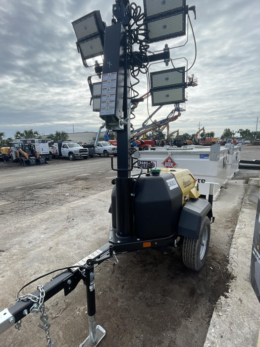 2022 Allmand NLV3GR (4) LED Light Fixture 350W, 23' Vertical Mast, 3kW Prime, Towable, Deep Sea L401, Leveling Jacks, Yanmar T4F 5.8hp