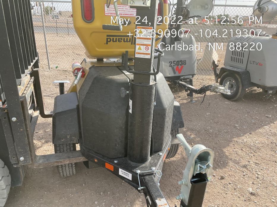 2022 Allmand NLV3GR (4) LED Light Fixture 350W, 23' Vertical Mast, 3kW Prime, Towable, Deep Sea L401, Leveling Jacks, Yanmar T4F 5.8hp