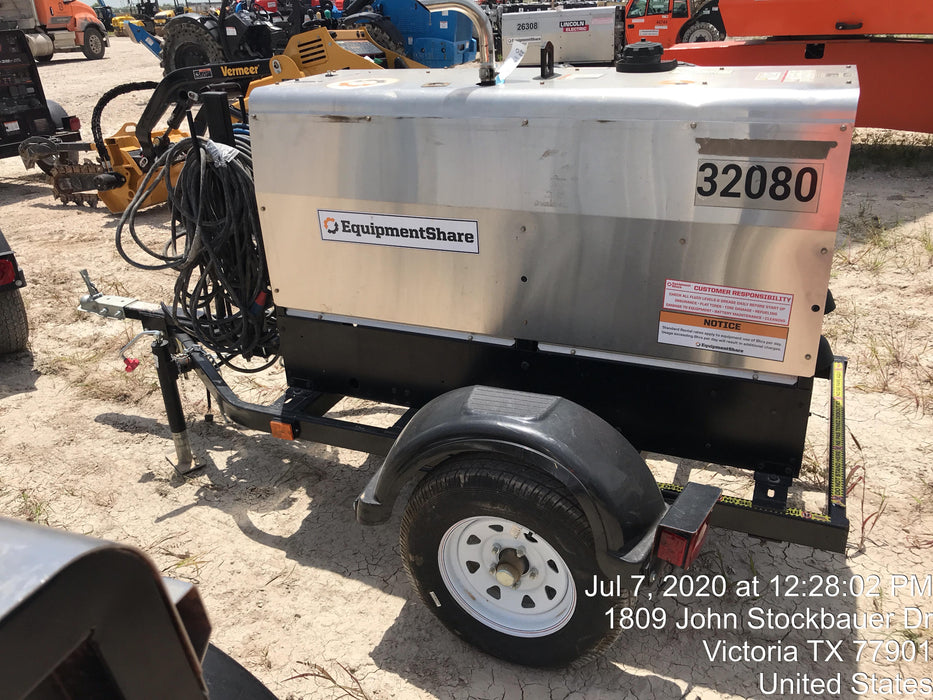 2019 Lincoln Electric Vantage 322 Welder Ready-Pak 3, Two wheel trailer, Fender and Light kit, Cable Rack