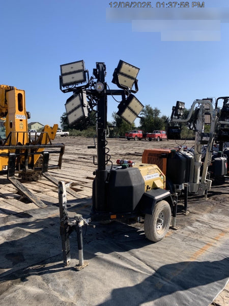 2022 Allmand NLV3GR (4) LED Light Fixture 350W, 23' Vertical Mast, 3kW Prime, Towable, Deep Sea L401, Leveling Jacks, Yanmar T4F 5.8hp