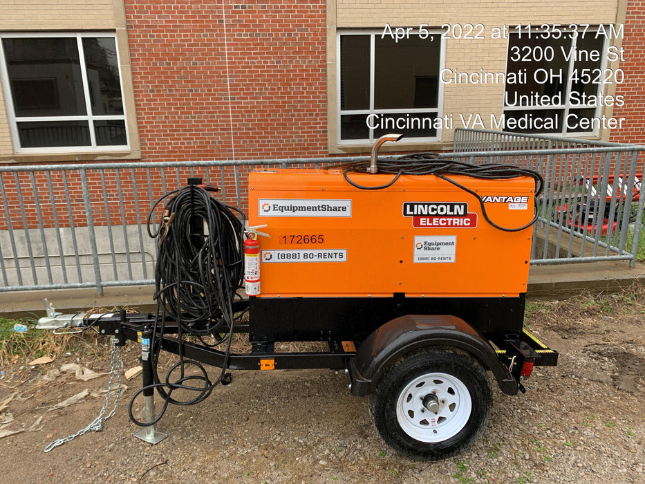 2021 Lincoln Electric Vantage 322 Vantage 322 Ready Pak 3 w/ Decals, ORANGE (includes trailer, cable rack, fender light kit) NO Telematics