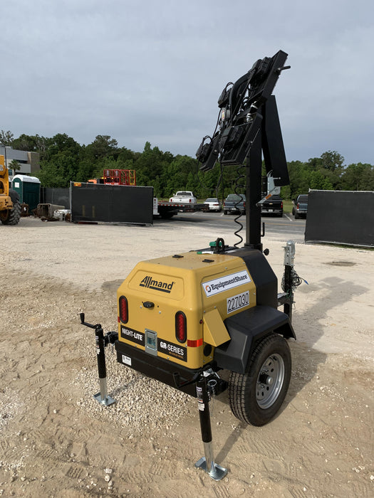 2022 Allmand NLV3GR (4) LED Light Fixture 350W, 23' Vertical Mast, 3kW Prime, Towable, Deep Sea L401, Leveling Jacks, Yanmar T4F 5.8hp