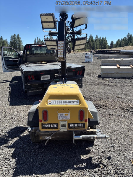 2022 Allmand NLV3GR (4) LED Light Fixture 350W, 23' Vertical Mast, 3kW Prime, Towable, Deep Sea L401, Leveling Jacks, Yanmar T4F 5.8hp