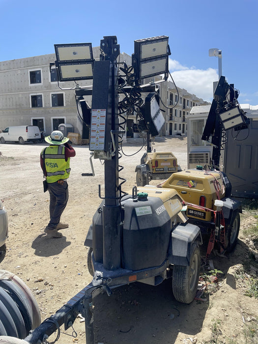 2022 Allmand NLV3GR (4) LED Light Fixture 350W, 23' Vertical Mast, 3kW Prime, Towable, ES Decals, T3