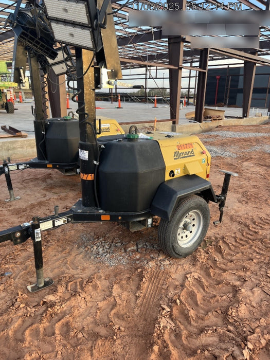 2022 Allmand NLV3GR (4) LED Light Fixture 350W, 23' Vertical Mast, 3kW Prime, Towable, Deep Sea L401, Leveling Jacks, Yanmar T4F 5.8hp