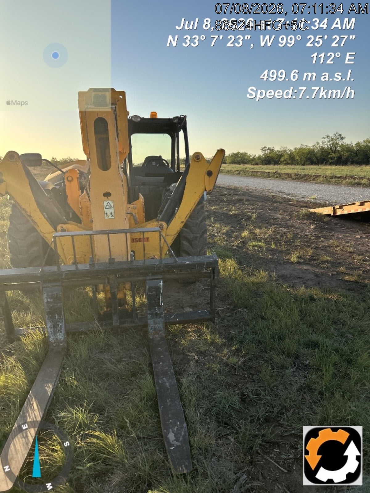 2019 JCB 510-56 Open ROPS, 74 HP, Solid Tires, Worklights, Beacon, Aux Hydraulics, Lifting Eye 66" Carriage/60" Forks