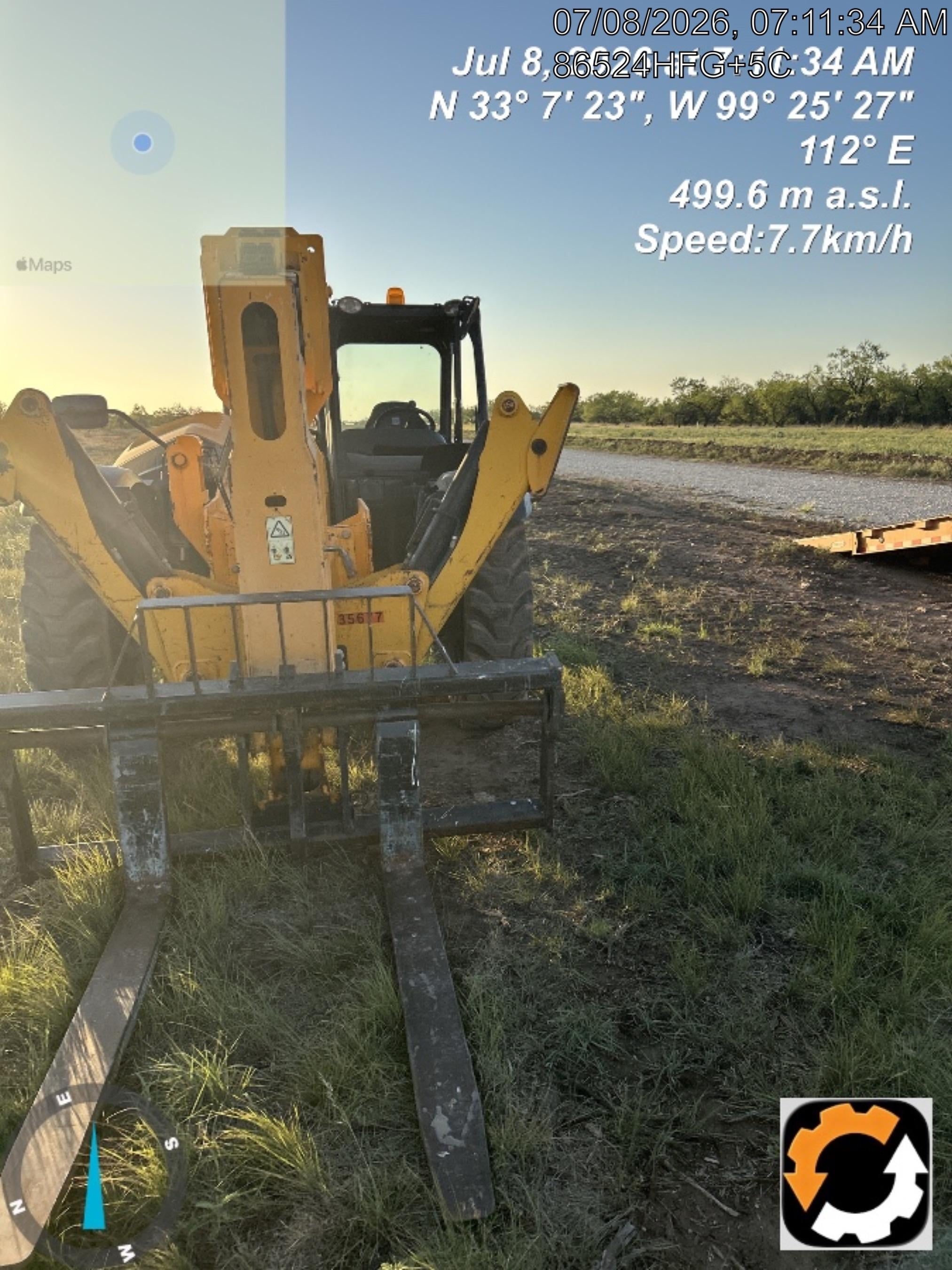 2019 JCB 510-56 Open ROPS, 74 HP, Solid Tires, Worklights, Beacon, Aux Hydraulics, Lifting Eye 66" Carriage/60" Forks