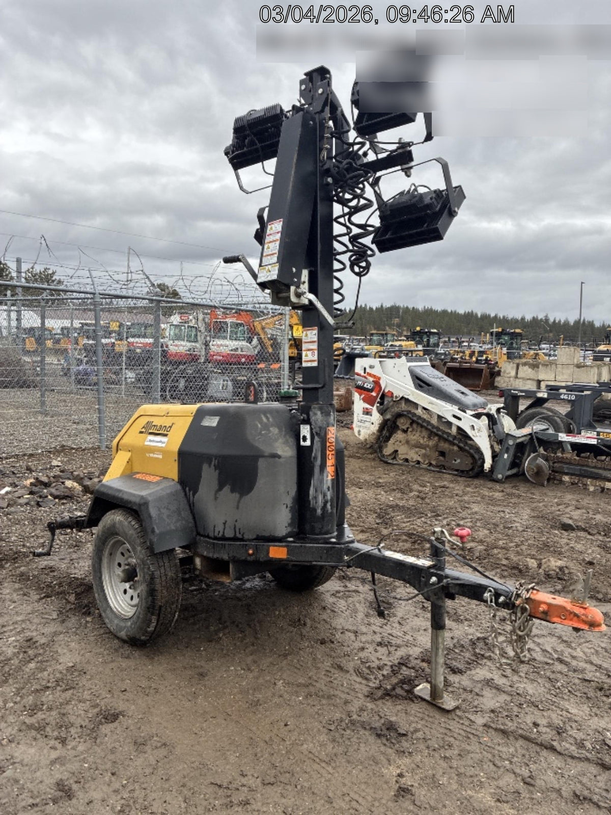 2022 Allmand NLV3GR (4) LED Light Fixture 350W, 23' Vertical Mast, 3kW Prime, Towable, Deep Sea L401, Leveling Jacks, Yanmar T4F 5.8hp