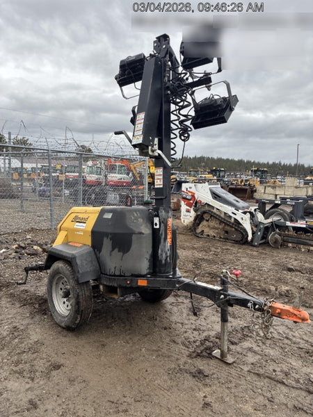 2022 Allmand NLV3GR (4) LED Light Fixture 350W, 23' Vertical Mast, 3kW Prime, Towable, Deep Sea L401, Leveling Jacks, Yanmar T4F 5.8hp