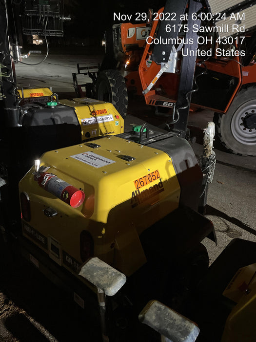 2022 Allmand NLV3GR (4) LED Light Fixture 350W, 23' Vertical Mast, 3kW Prime, Towable, ES Decals, T3